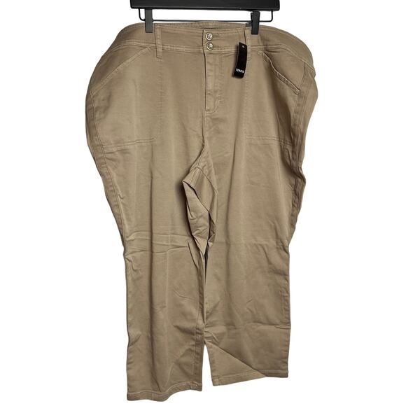 Torrid Women's Plus Size Tan Crop Aviator Twill Mid-Rise Pants - Size 26 - NWT